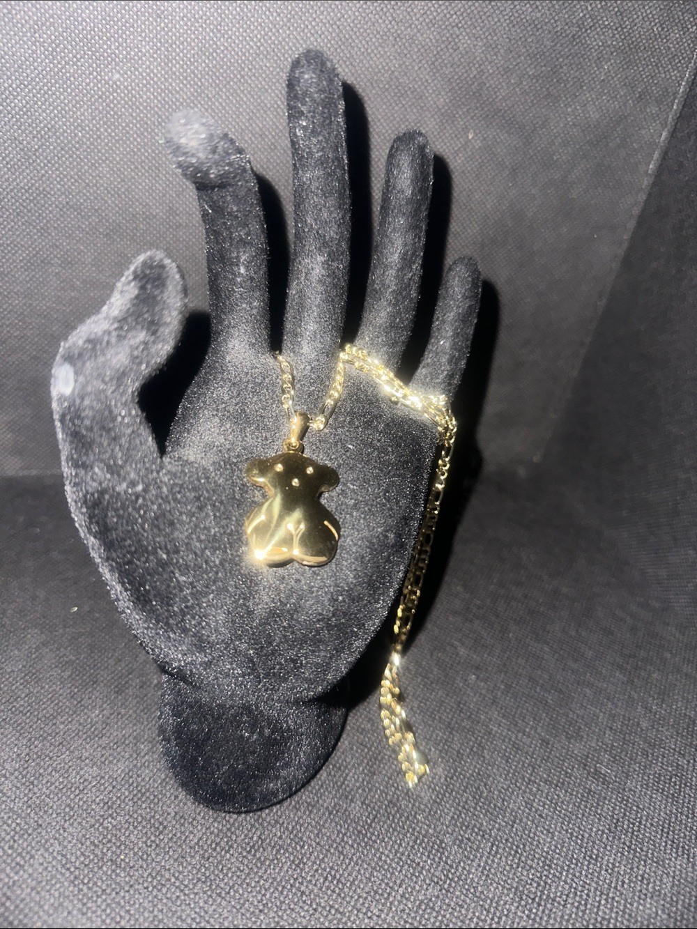 Gold Teddy Bear Pendant Necklace - Shiny Gold Women's Jewelry